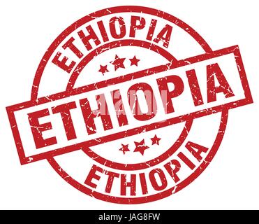 Äthiopien-rote Runde Grunge-Stempel Stock Vektor
