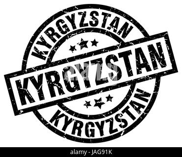 Kirgisistan schwarz Runde Grunge-Stempel Stock Vektor