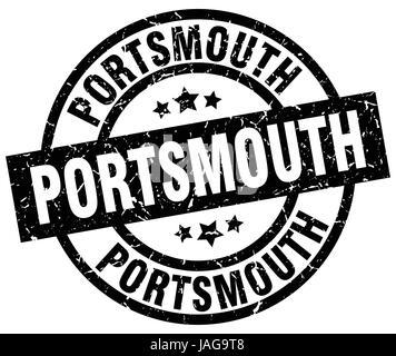 Portsmouth schwarz Runde Grunge-Stempel Stock Vektor