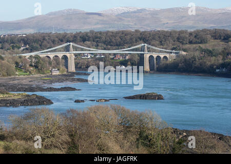 Menai Aufhebung-Brücke, Nordwales Stockfoto