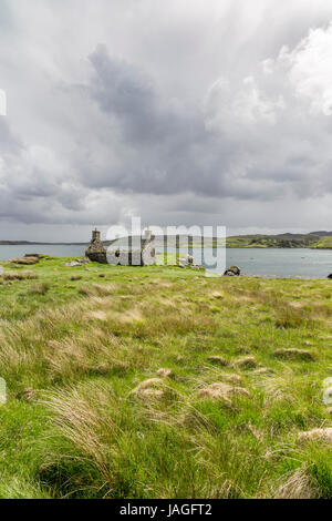 Alte verlassene Crofthouse, Insel Great Bernera, Isle of Lewis, Western Isles, äußeren Hebriden, Schottland, Vereinigtes Königreich Stockfoto