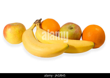 verschiedene Früchte liegen auf einander als Symbol für fitness Stockfoto