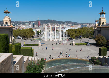 Blick von der Museu Nacional d ' Art de Catalunya, MNAC, Kunstmuseum, Barcelona, Spanien Stockfoto