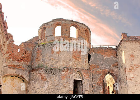 Wand des Medzhybizh schloss, Ukraine. Medzhybizh Burg, die als Bollwerk gegen die Osmanische Expansion in den 1540s, wurde zu einem der stärksten Festung Stockfoto