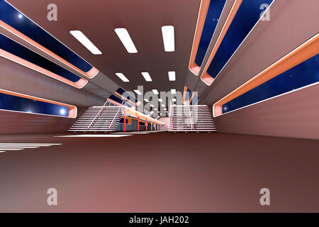 Raumstation Interieur. 3D Architektur Visualisierung. Stockfoto