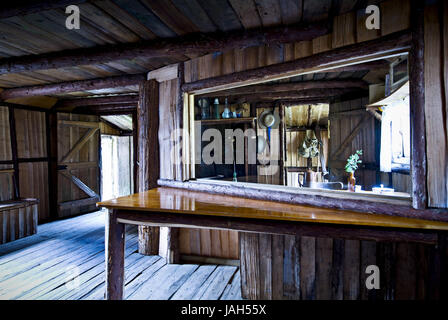 Australien, Tasmanien, Rundweg, Cradle Mountain Nationalpark, Regenwald, Wohnung, Replik, Gustav Weindorfer Stockfoto