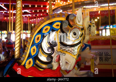 Ein Detail aus dem Karussell im Bushnell Park, Hartford, CT Stockfoto