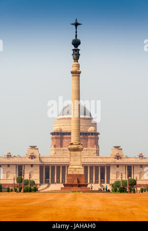 Rashtrapati Bhavan ist die offizielle Homepage der Präsident von Indien, befindet sich am westlichen Ende der Rajpath in Neu-Delhi, Indien. Stockfoto