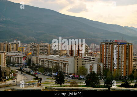 Ansicht von Skopje aus Skopje Festung, Macedoniamacedonia Stockfoto
