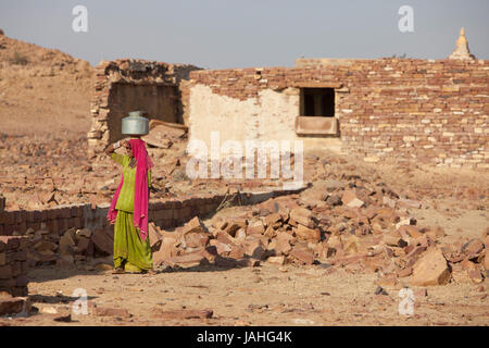 Leben in den Dörfern in Thar-Wüste, Rajasthan, Indien Stockfoto