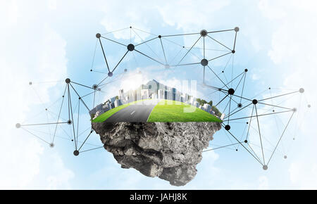 Konzept der modernen Netzwerktechnologien und grünen Öko Bau Stockfoto