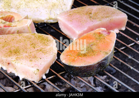 Grillen Fischsteak - Grillen Steak vom Fisch 03 Stockfoto