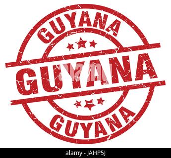 Guyana-rote Runde Grunge-Stempel Stock Vektor