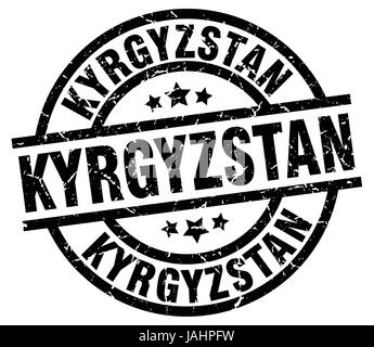 Kirgisistan schwarz Runde Grunge-Stempel Stock Vektor