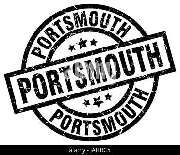 Portsmouth schwarz Runde Grunge-Stempel Stock Vektor