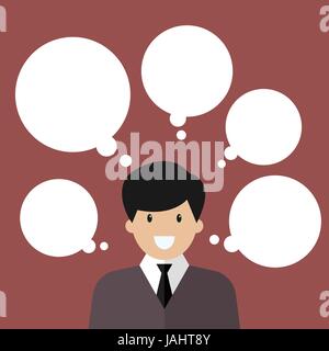 Denken Geschäftsmann mit viel Blasen. Vektor-illustration Stock Vektor