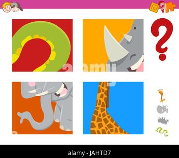 Cartoon-Illustration des Lernspiel erraten, Tiere für Kinder Stock Vektor