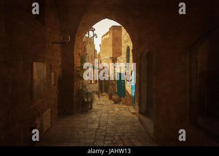 Gasse in der Altstadt von Jaffa ist einer der ältesten Hafenstädte der Welt, Israel Stockfoto