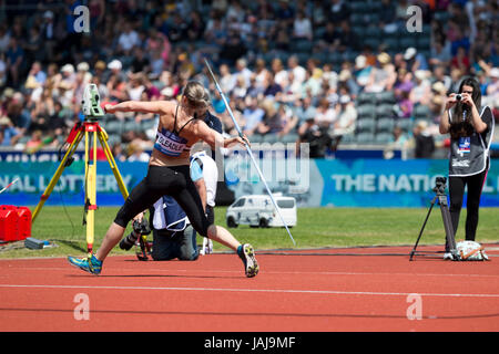 Elizabeth GLEADLE konkurrieren im Speerwerfen bei den 2016 Diamond League, Alexander Stadium, Birmingham, UK, 6. Juni 2016. Stockfoto