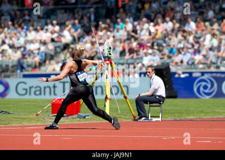 Madara PALAMEIKA konkurrieren im Speerwerfen bei den 2016 Diamond League, Alexander Stadium, Birmingham, UK, 6. Juni 2016. Stockfoto