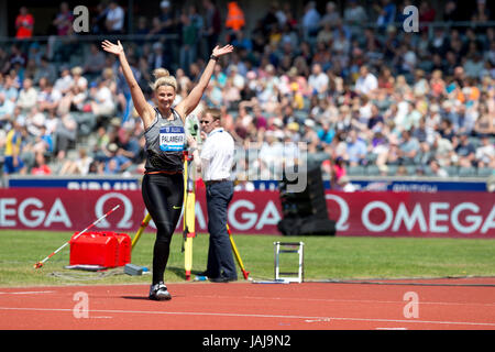 Madara PALAMEIKA konkurrieren im Speerwerfen bei den 2016 Diamond League, Alexander Stadium, Birmingham, UK, 6. Juni 2016. Stockfoto
