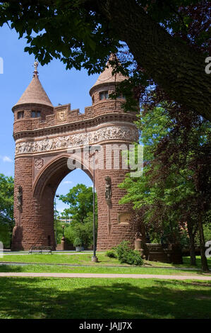 Das Tor zu Bushnell Park, Hartford, Connecticut, USA Stockfoto