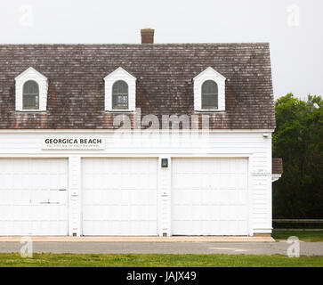 ein einstöckiges Gebäude Georgica Beach, East Hampton, NY Stockfoto