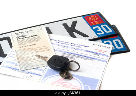 Kfz Anmeldung, Kauf von Platten per Internet schnell und einfach. Stockfoto