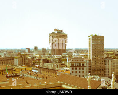 Vintage look Ansicht der Stadt Mailand Milano in Italien Stockfoto