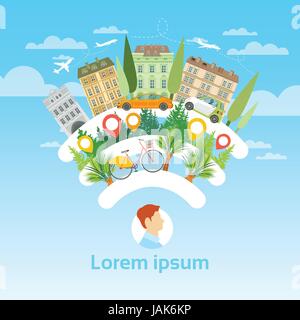 Mann touristischen Reiseziel Sommerurlaub Tourismus-Konzept Stock Vektor