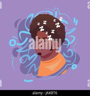 Profil-Symbol männlicher Emotion Avatar, Hipster Mann Cartoon Portrait müde schlafen Gesicht Stock Vektor