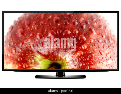 LCD-TV-Bildschirm isoliert auf weißem Hintergrund mit hoher Auflösung-Bild-Konzept.  (mit Beschneidungspfad Arbeit) Stockfoto