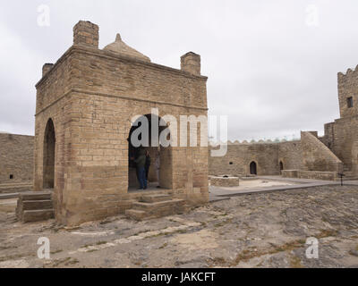 Baumeistern, Feuer-Tempel von Baku in Aserbaidschan, eine alte Hindu und Zoroastrian Ort der Anbetung, restauriert und als museum Stockfoto