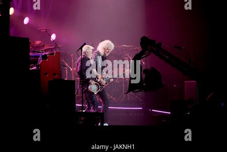 Königin mit Roger Taylor und Brian May beim Isle of White Festival 12. Juni 2016, Newport, IOW, UK Stockfoto