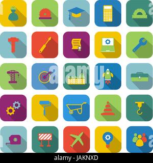 Farbige Icons mit langen Schatten, Lager Vektor-Engineering Stock Vektor