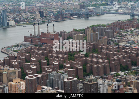 Blick auf Manhattan - New York. Im detail die Gebäude von Stuyvesant Town-Peter Cooper Village Stockfoto