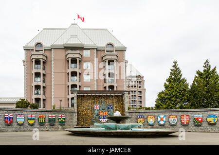 Wand von Wappen in Kanada Stockfoto