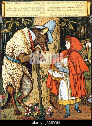 Englische Künstler WALTER CRANE (1845-1915). Illustration aus seinem 1875 Buch Little Red Riding Hood Stockfoto