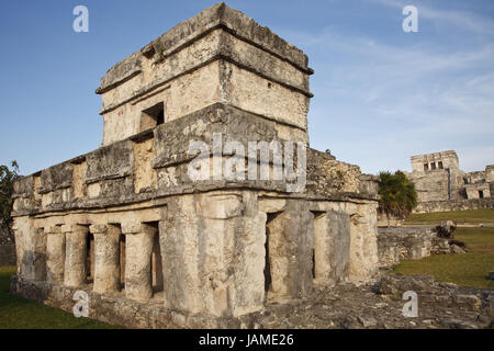 Qunitana Roo, Tulum, Mexiko, Ruinen, Maya, Templo de aus Fresken, Stockfoto