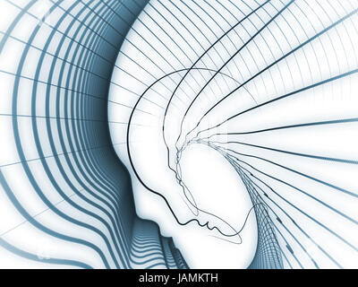 Geometrie der Seele-Serie. Optisch ansprechende Komposition von Profillinien des menschlichen Kopfes als Hintergrund dienen funktioniert auf Bildung, Wissenschaft, Technik und Grafik-design Stockfoto