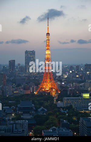 Japan, Tokio, Minato-Ku-Distrikt, Tokyo Tower, Übersicht, Stockfoto