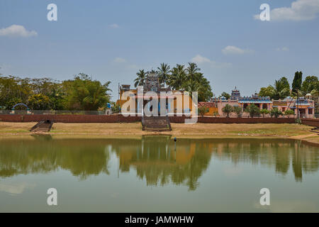 Fassade des Palazzo Chettinad auch Raja Palast genannt, Dorf von Karaikudi auch genannt Kanadukathan, Zustand von Tamil Nadu, Indien Stockfoto