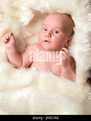 neugeborenes Baby junge in einer weißen Decke Stockfoto