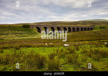 Garsdale Viadukt, Yorkshire Dales, Cumbria Grenze, Pennines. Stockfoto