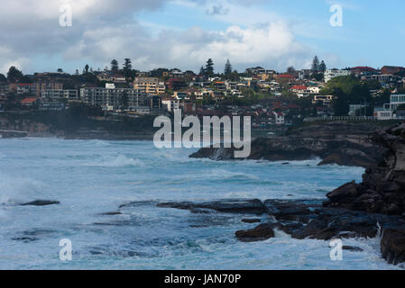 Aussicht von der Bronte, Bondi Küstenweg. Sydney Eastern Strände, NSW, Australien. Stockfoto