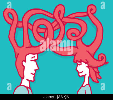 Komplexe Verbindung zwischen Mann und Frau Stockfoto