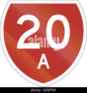 Staatliche Autobahn Schild mit Nummer 20A in Neuseeland. Stockfoto