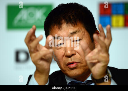 Berlin, Deutschland. 7. Juni 2017. Der Präsident der Internationalen Föderation der Gymnastik japanische Morinari Watanabe besucht eine Pressekonferenz auf der Deutschland-Turnfest in Berlin, Deutschland, 7. Juni 2017. Foto: Maurizio Gambarini/Dpa/Alamy Live News Stockfoto