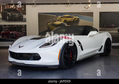 Turin, Italien, 7. Juni 2017. Eine Corvette Gran Sport. Parco Valentino Auto show hosts Autos vieler Automobilhersteller und Konstrukteure in Valentino Park in Turin, Italien. Stockfoto