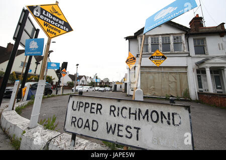 London, UK. 7. Juni 2017. Allgemeine Wahl Signage, Richmond, London Credit: Expo Foto/Alamy Live-Nachrichten Stockfoto